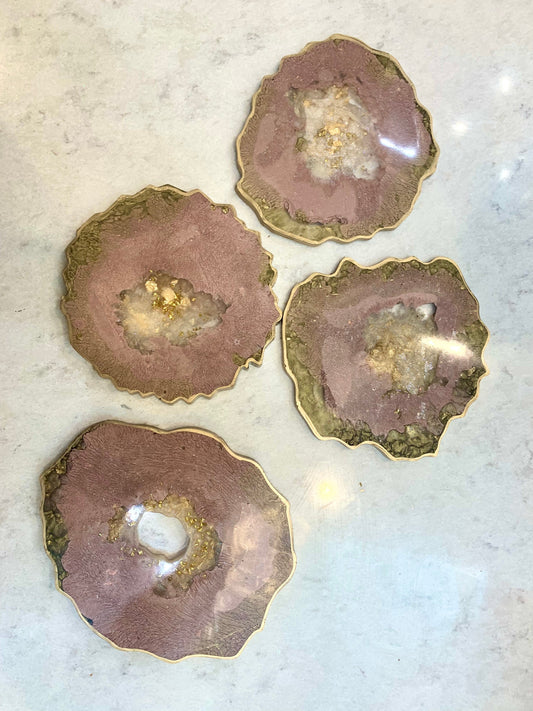 Rose Gold Resin Geode Coasters