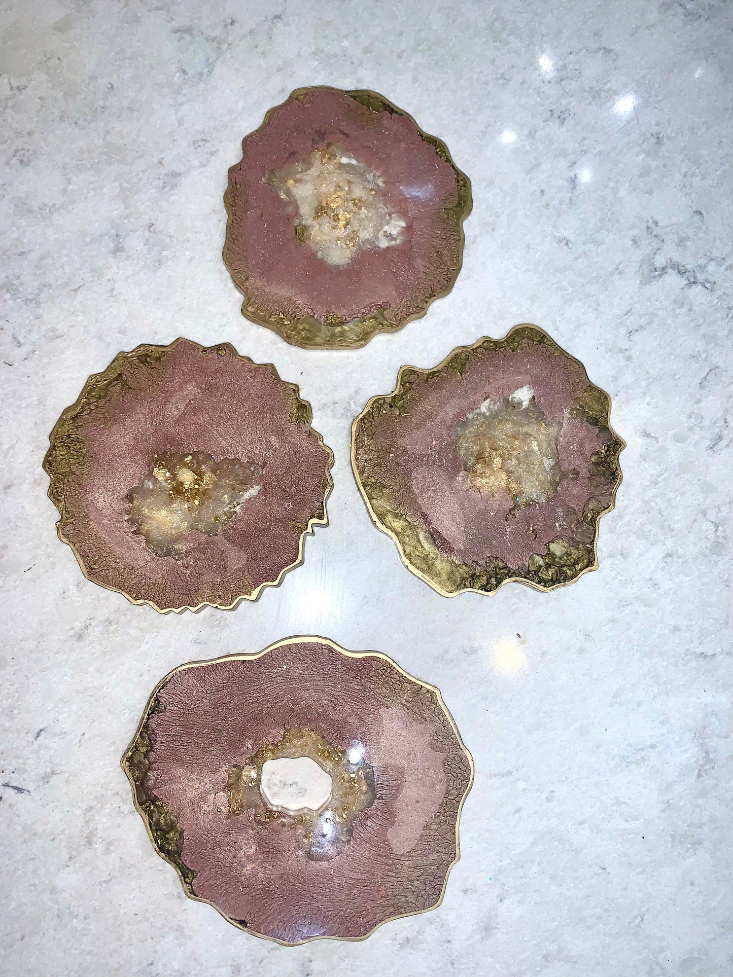 Rose Gold Resin Geode Coasters