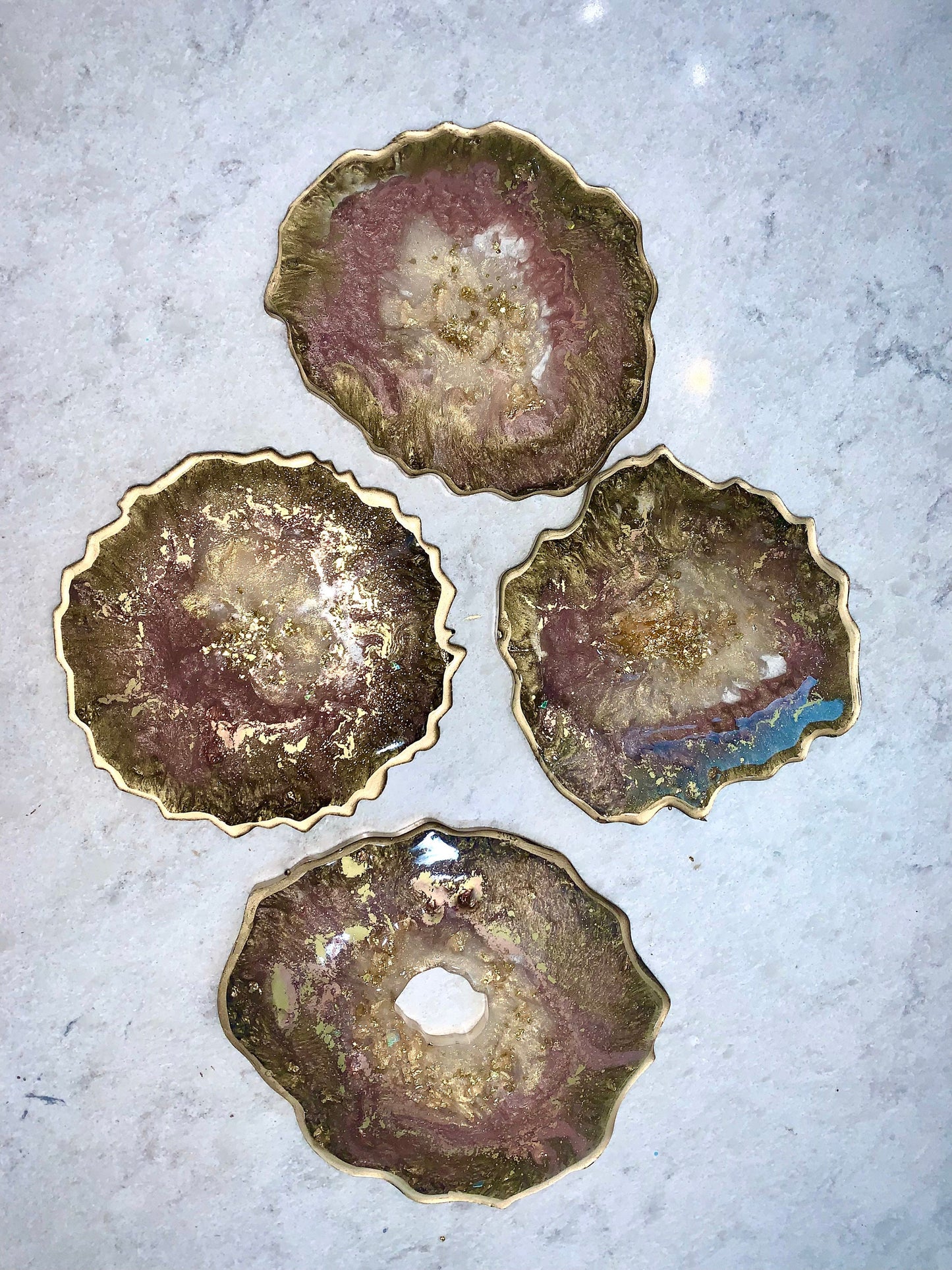 Rose Gold Resin Geode Coasters