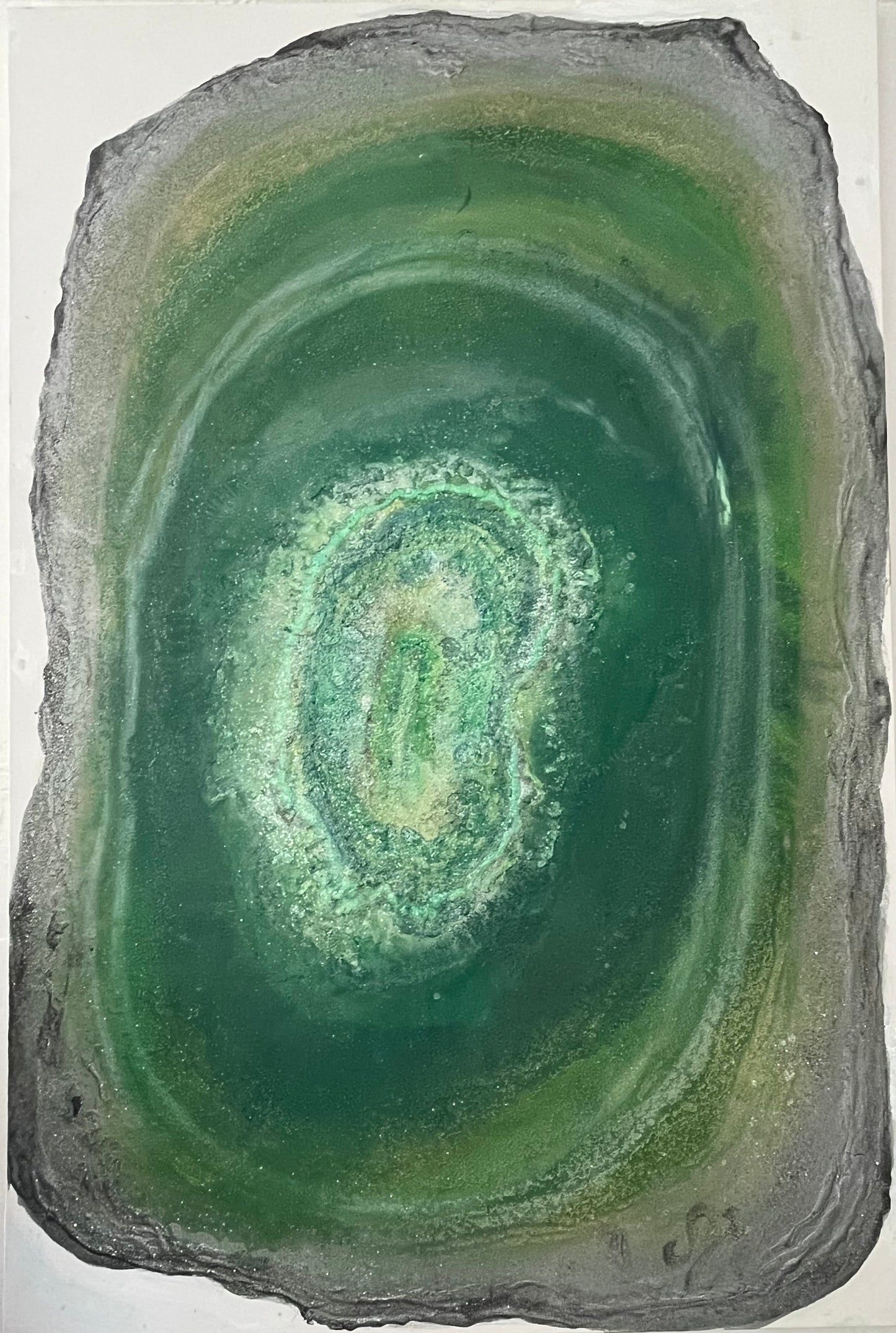 Green Geode Arylic Painting Original