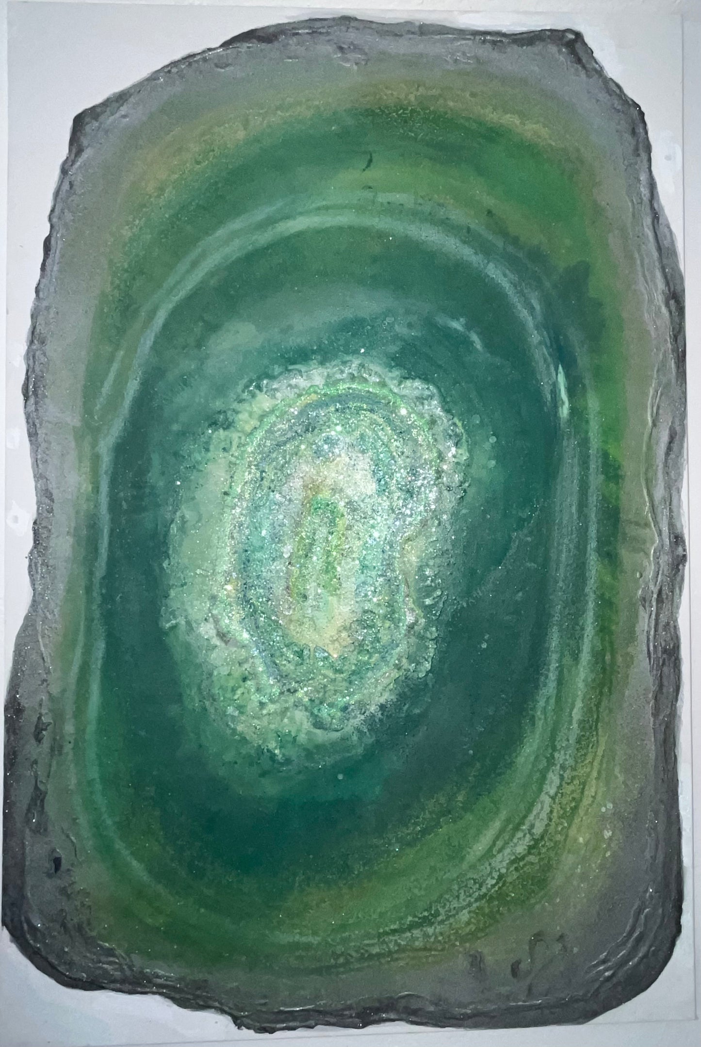 Green Geode Arylic Painting Original