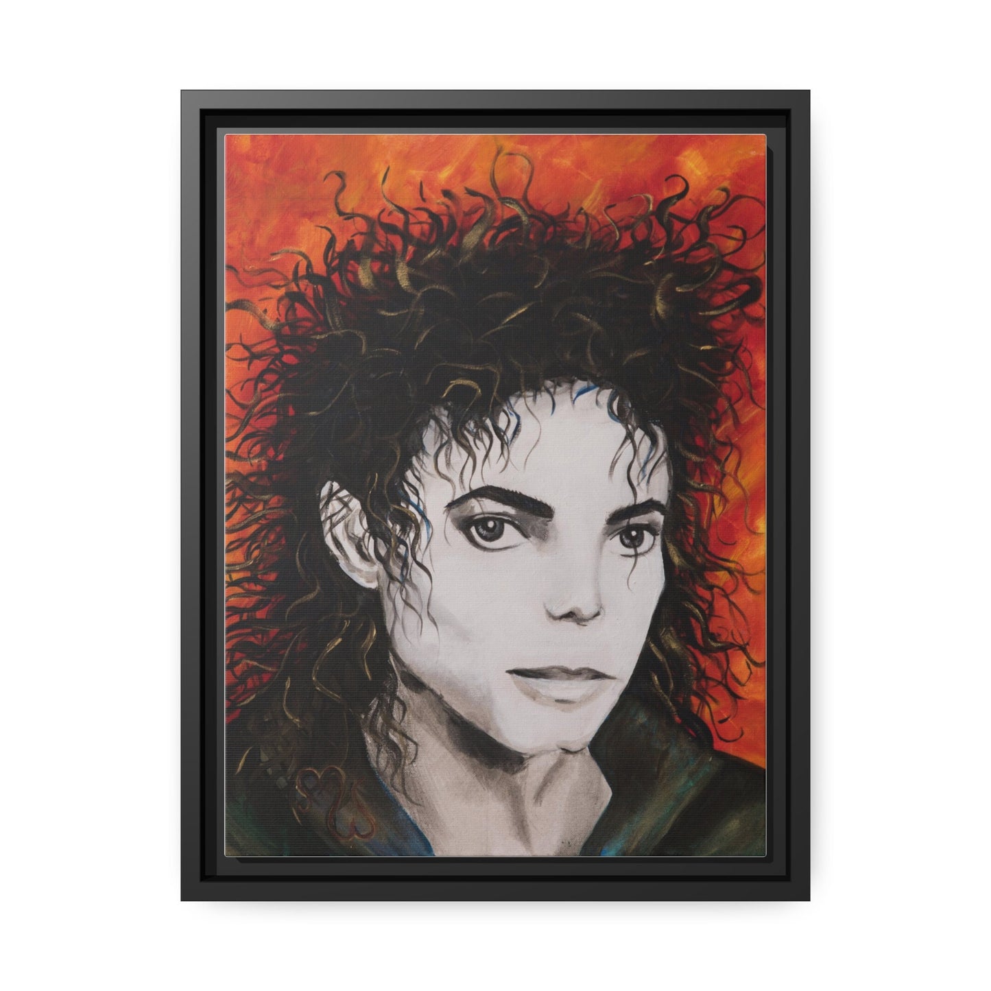 Michael Jackson Original Acrylic by Melody Ann Art Print Matte Canvas, Black Frame