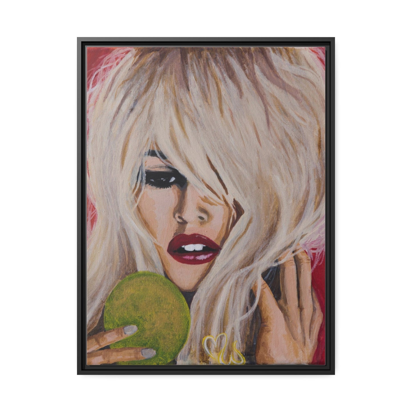 Brigitte Bardot Original Acrylic by Melody ann Art Print Matte Canvas, Black Frame