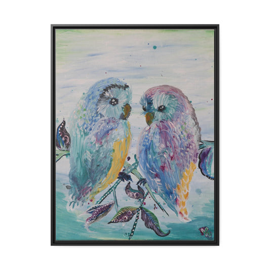 Owls Lullaby Original Acrylic by Melody Ann Art Print Matte Canvas, Black Frame