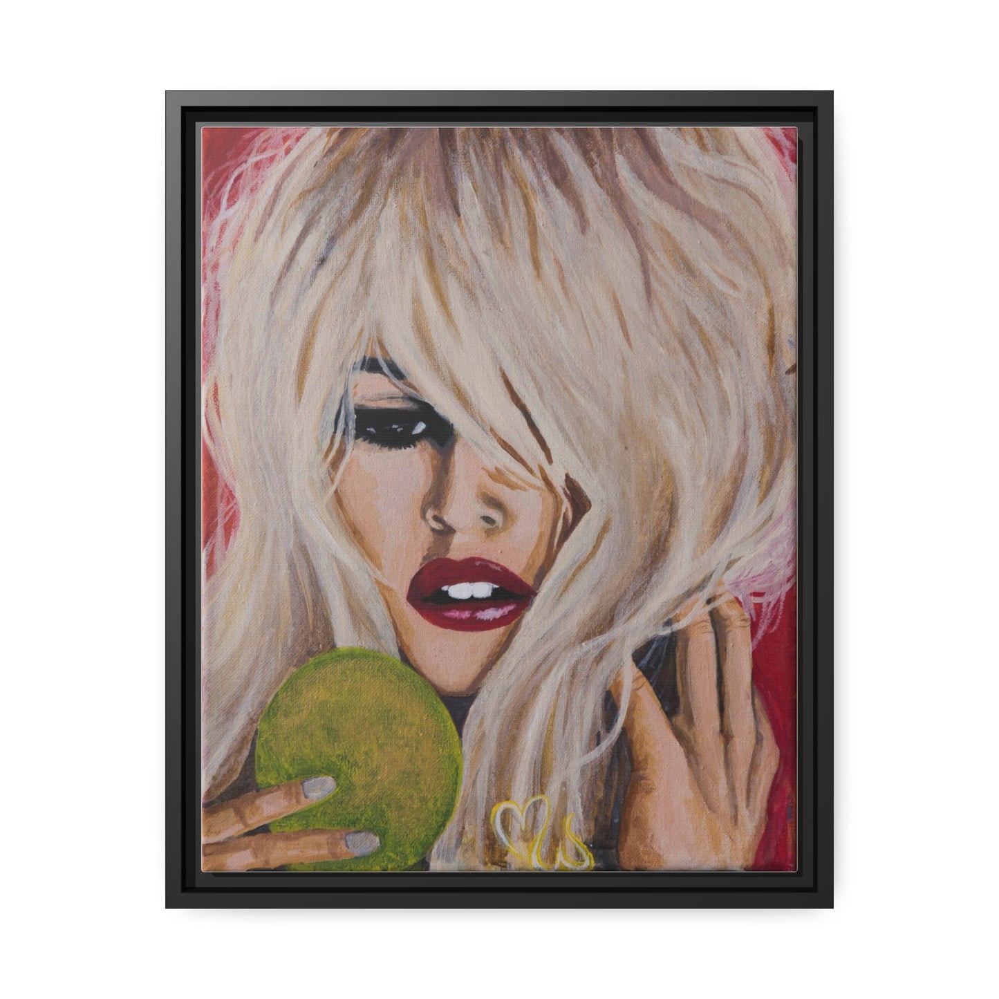 Brigitte Bardot Original Acrylic by Melody ann Art Print Matte Canvas, Black Frame