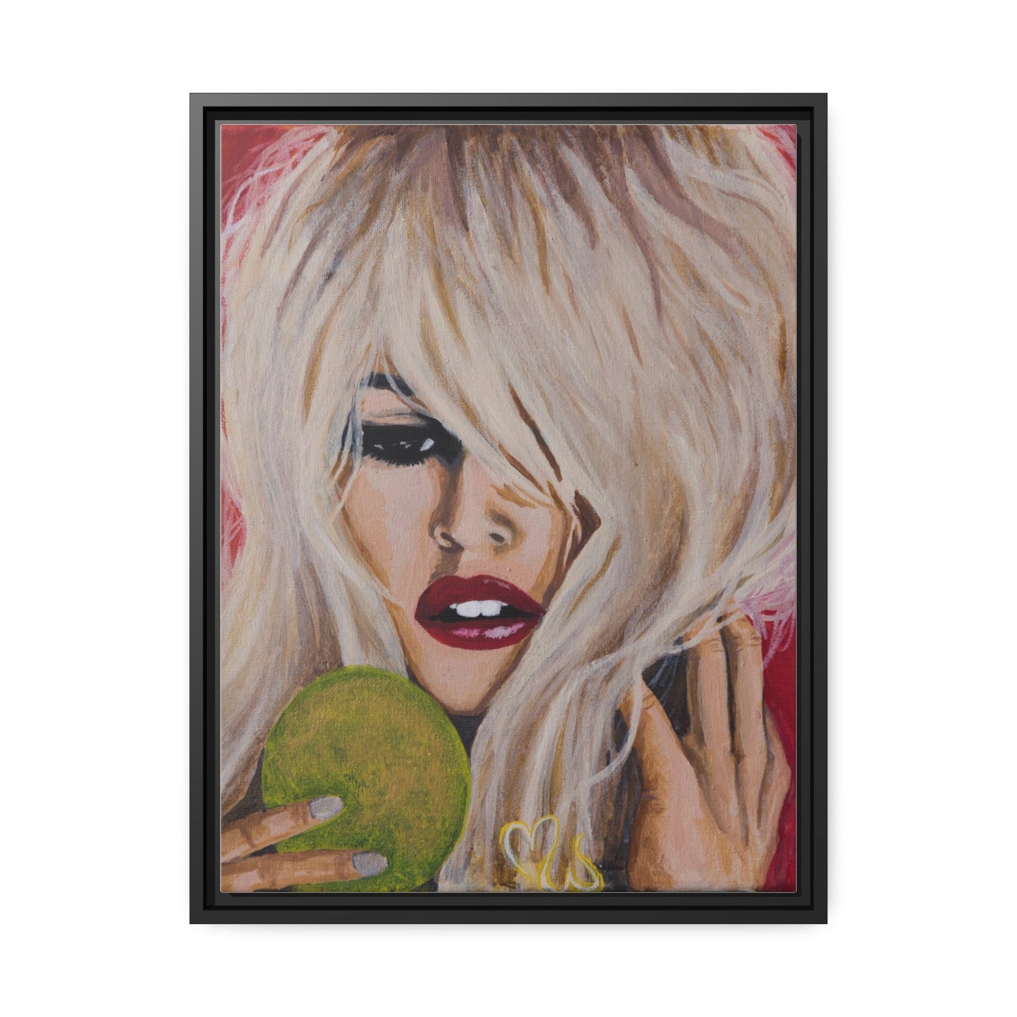 Brigitte Bardot Original Acrylic by Melody ann Art Print Matte Canvas, Black Frame